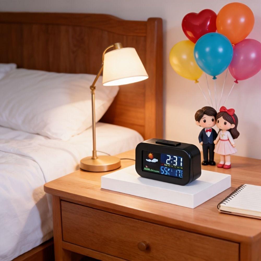 Back Light Display Screen Weather Station Clock Temperature Humidity Monitor  Dormitory Use