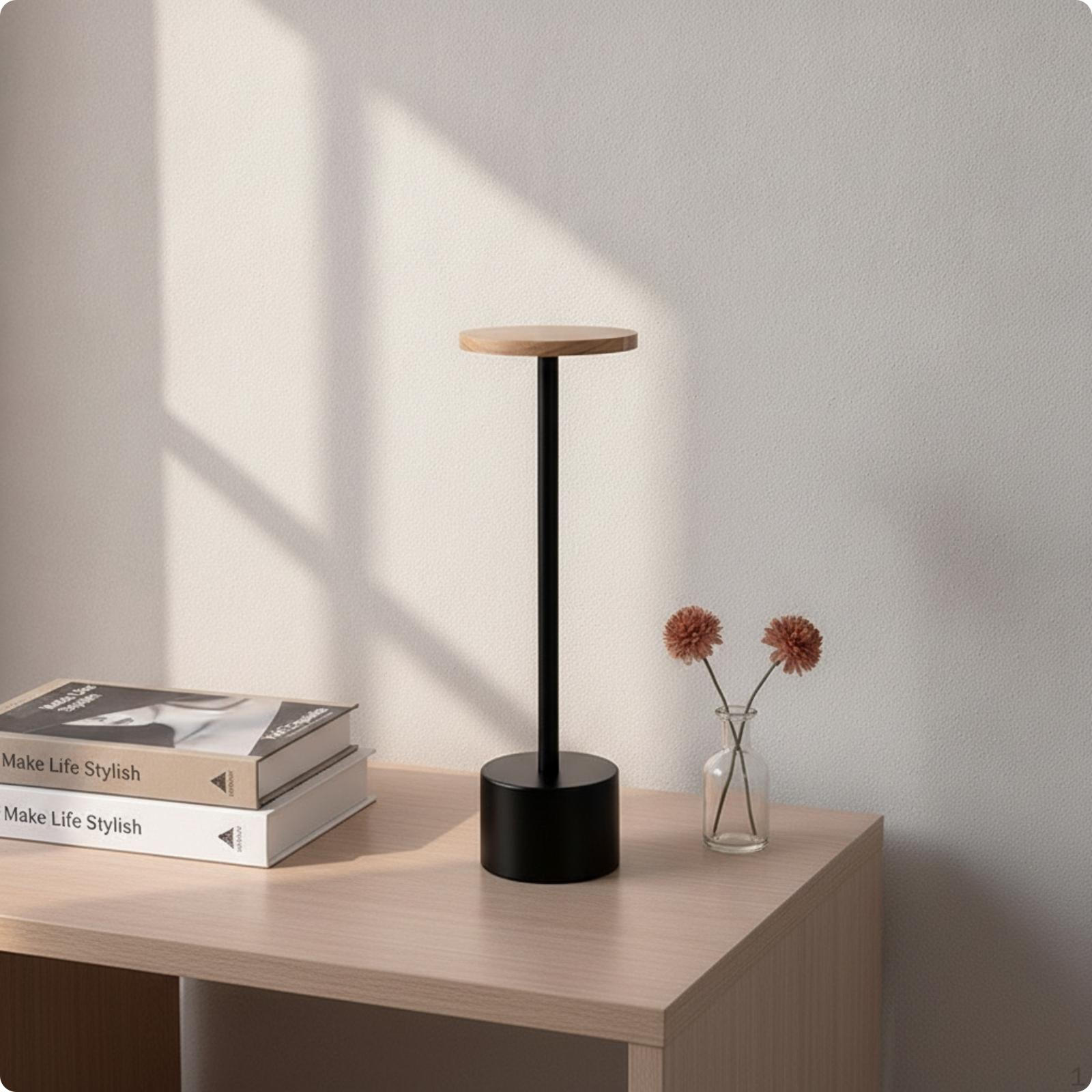 Decorative Hat Display Matte Black Tabletop Wooden Stand Contemporary Sculptural