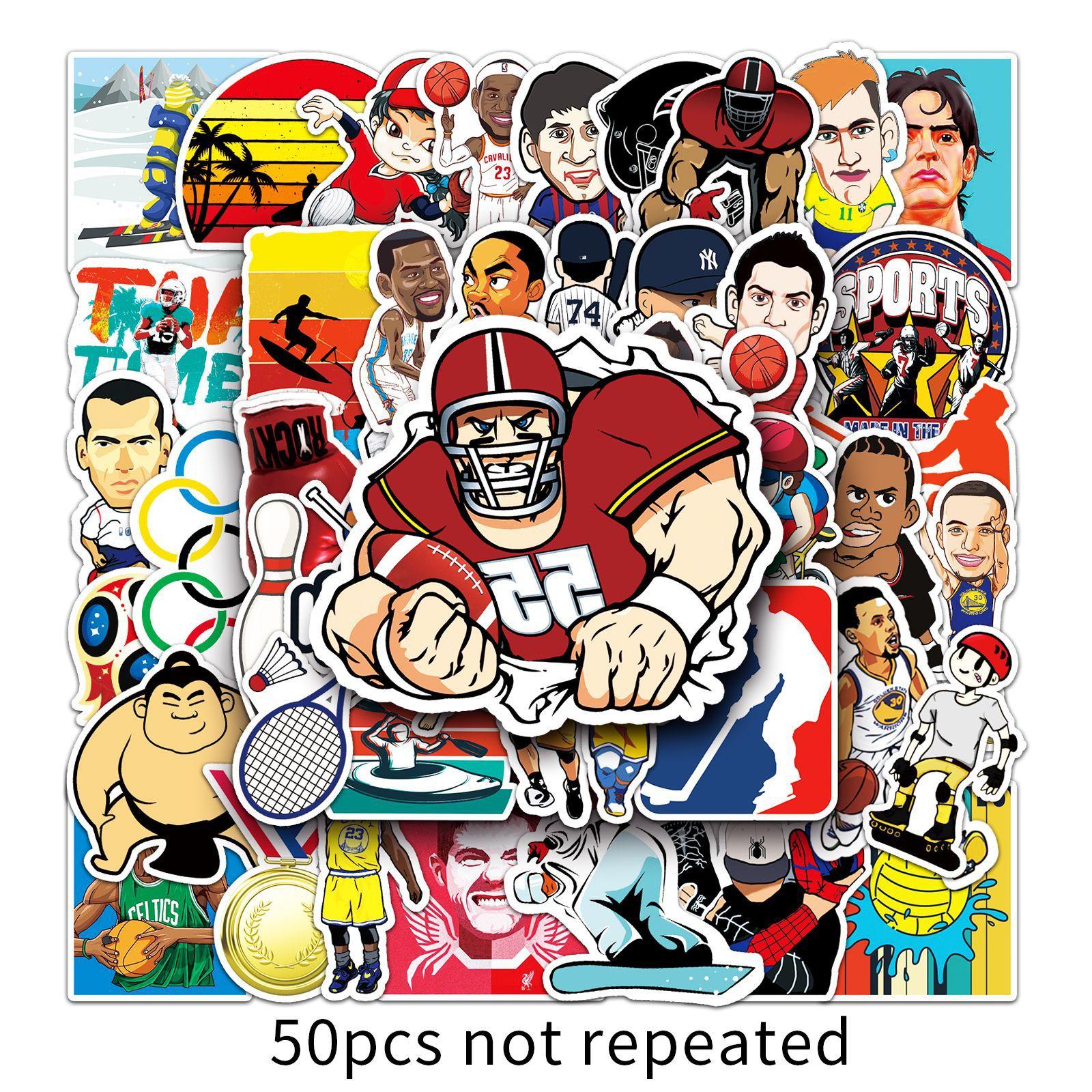 

50 Звезд Спорта Мультяшные Креативные Наклейки для Украшения Чемодана, Чемодана, Автомобиля, Ноутбука