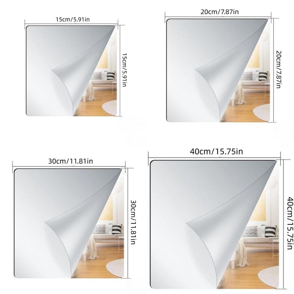 Self-Adhesive Mirror Wall Stickers 1.6mm Thick Flexible Makeup Mirror 20/30/40cm Living Room Decor Non Glass Mirror Stickers