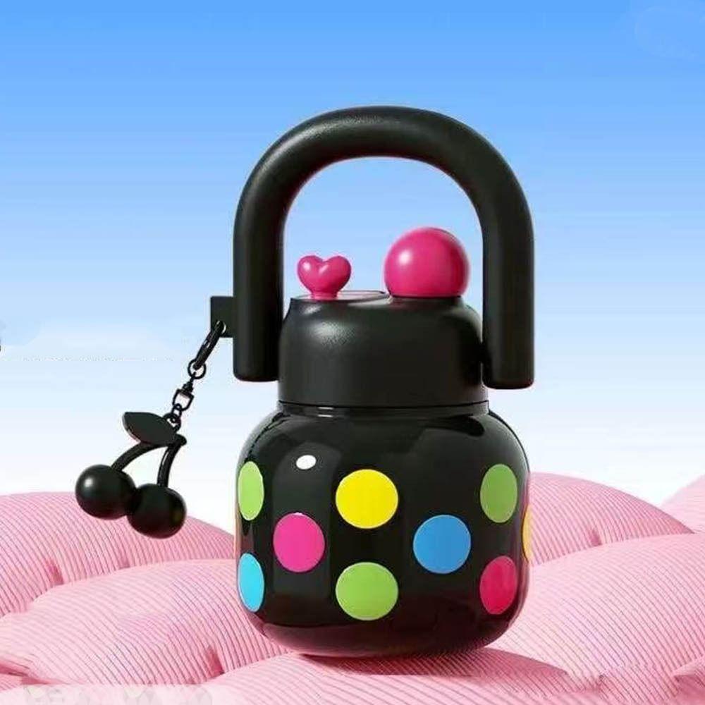 Cherry Bowknot Kids Water Sippy Cup Large Capacity Portable Drink Bottle Coffee Cups