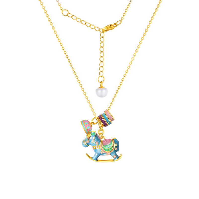 Zhou Dasheng Sterling Silver Colorful Carousel Pearl Necklace