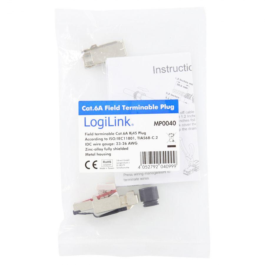 RJ45 Plug, Category 6A, Shielded LogiLink MP0040, Tool-free