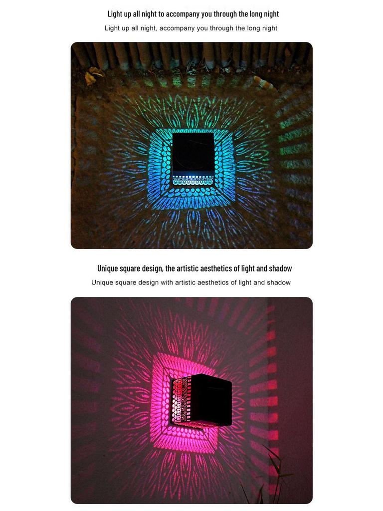 Outdoor Solar Rainproof Wrought Iron Projection Light: Garden Wall & Fence Atmosphere Lamp