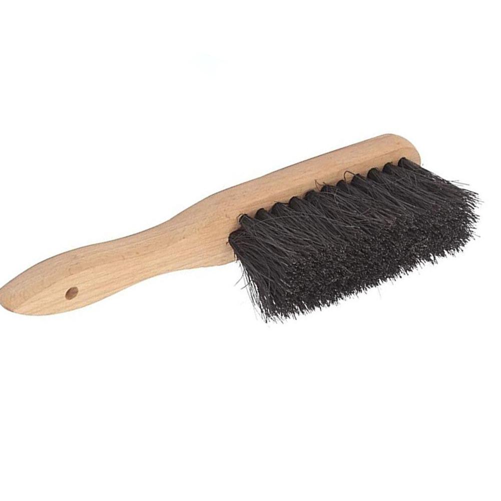 Fireplace Brush Oblong Soft Bristle Wooden Handle Shape