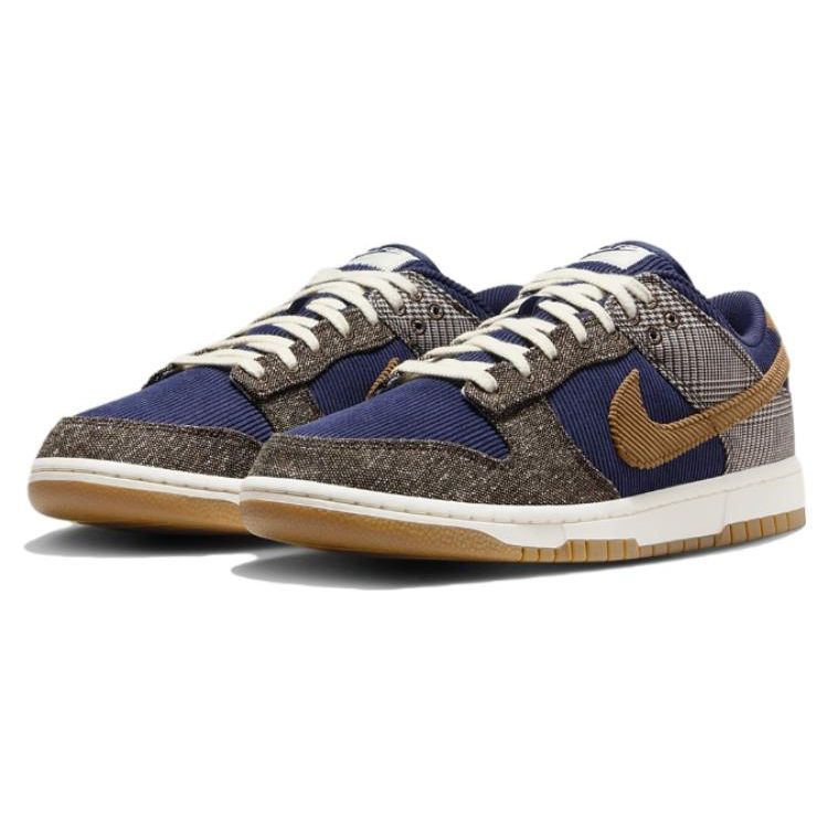 Nike Dunk Düşük Tüvit Kadife Unisex Spor Ayakkabı Kahverengi Gece Yarısı-Lacivert Ale-Kahverengi FQ8746-410