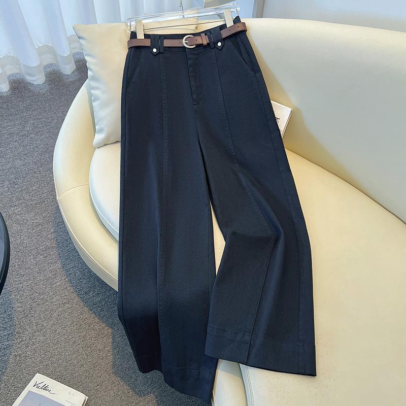 

Женские джинсы цвета хаки с высокой посадкой и прямыми штанинами - 2025 Осень Укороченные, Свободные, Приталенные, Маленький размер. XL /29 for 120-130 jin