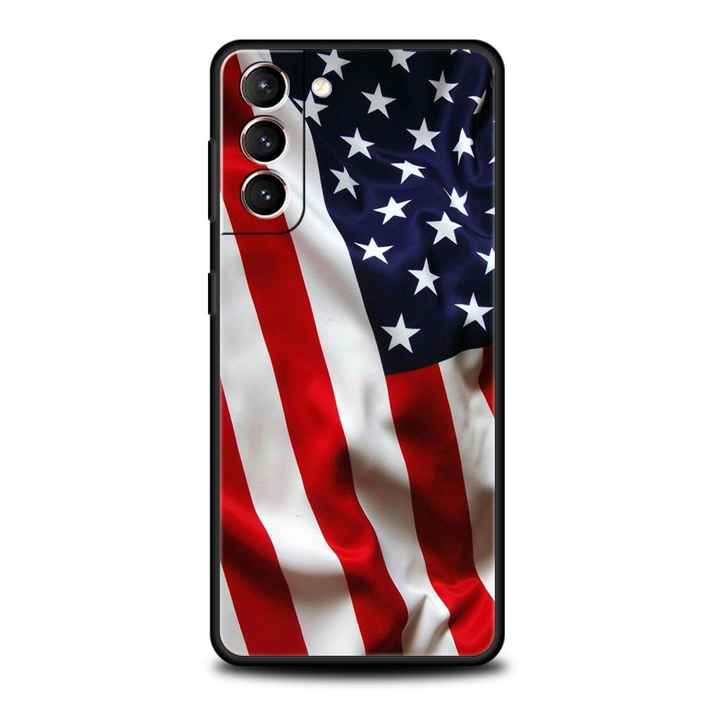 

American United States Flag Phone Case For Samsung Galaxy S26 Ultra S25 Plus S24 FE S23 S22 5G S21 S20 Cover Black Soft Samsung S25 Plus