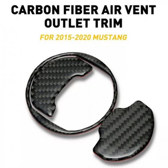 Carbon Fiber Interior Air Vent Outlet Cover Trim Fits For Ford Mustang 2015-