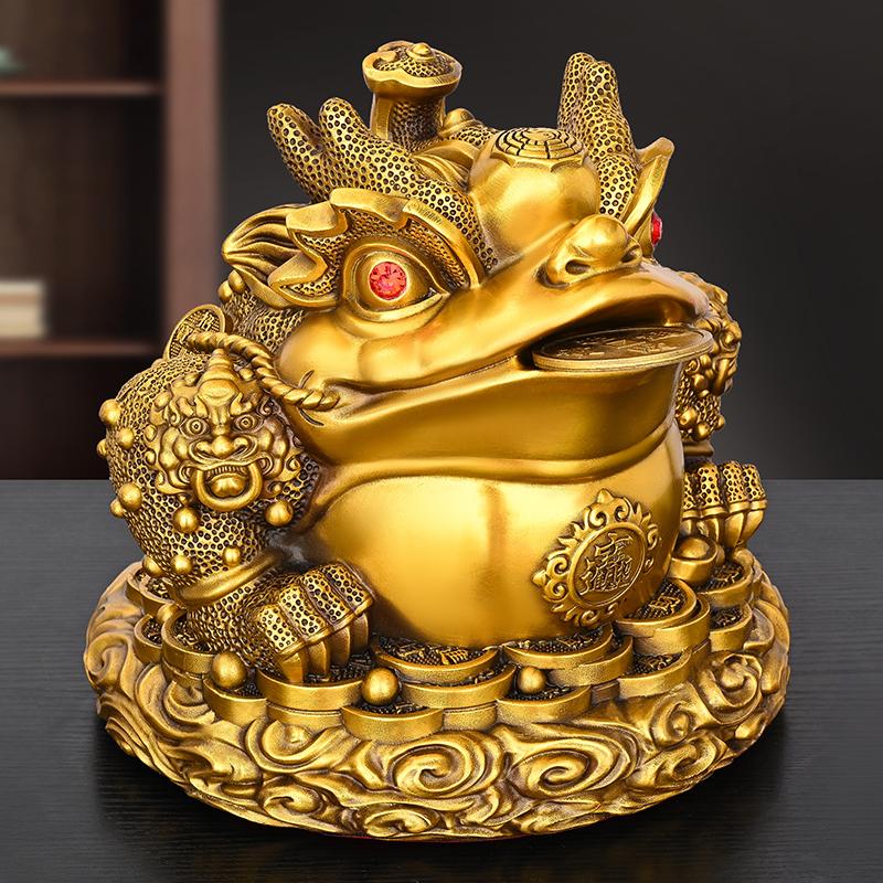 Feng Shui Kupfer Gold Kröte Ornament Ruyi Gold Kröte Dreibeinige Kröte Wohnzimmer Geschäft Schreibtisch Dekoration