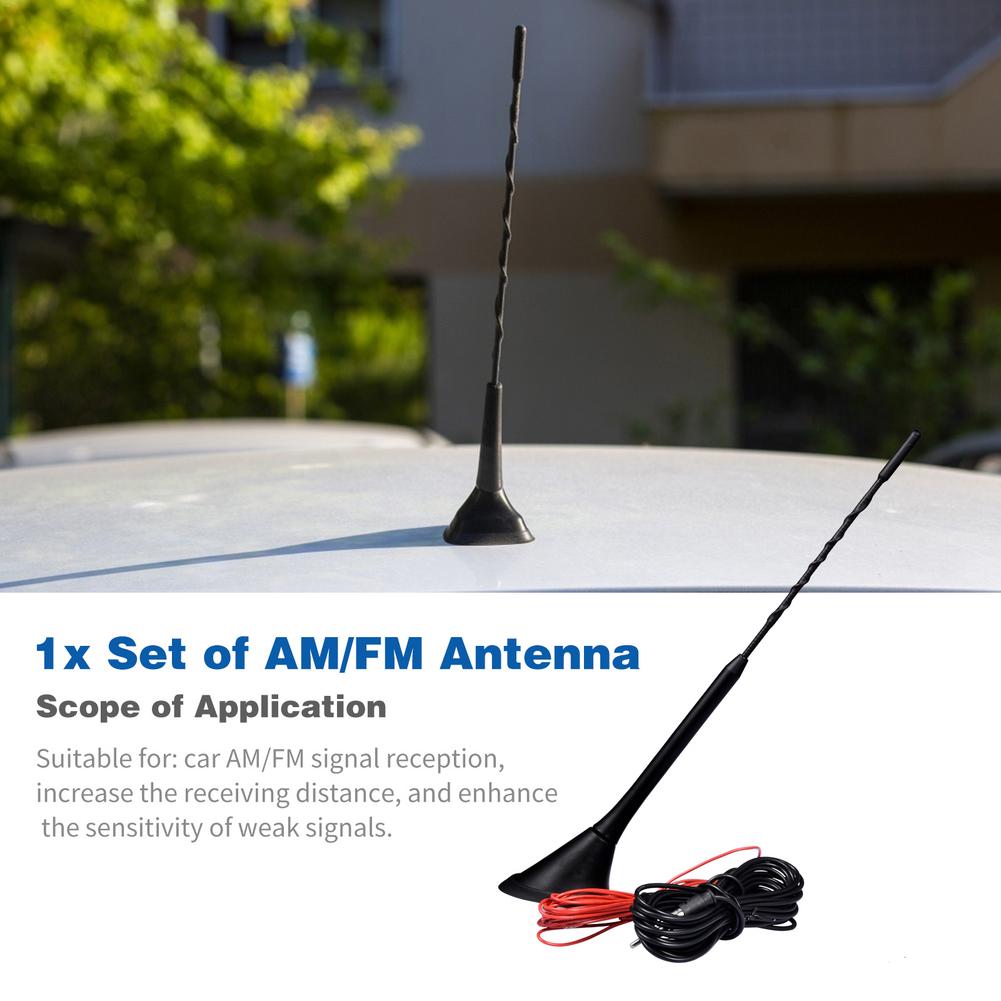 Car Radio AM/FM Antenna Built-in Amplifier Roof Mount Aerial Amplifier Booster Cable Mast Whip For Auto Truck Vehicle Replace