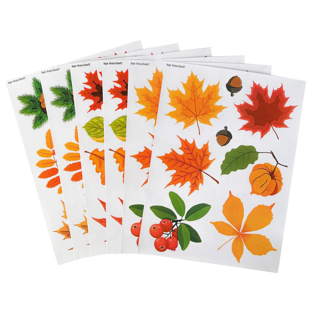 6 Φύλλα Αυτοκόλλητα Παραθύρου Φθινοπωρινά Αυτοκόλλητα Παραθύρου Αυτοκόλλητα Διπλής Όψης για Ευχαριστία Φθινόπωρο Διακοσμήσεις με Φύλλα Σφενδάμου