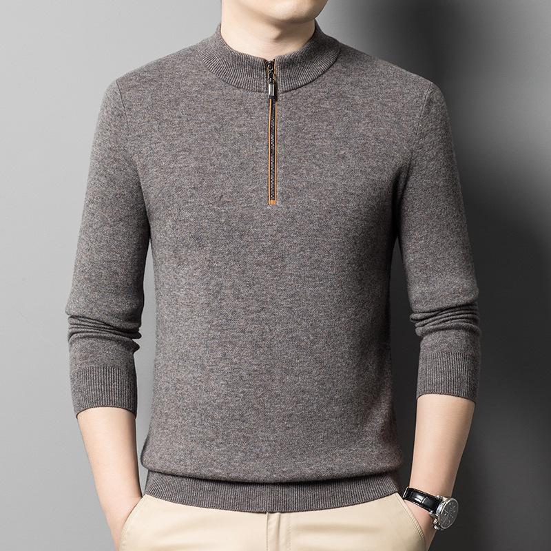 

Шерстяной свитер, мужской утолщенный свитер с воротником на молнии средней высоты средней высоты, мужская 100-градусная папина рубашка из чистой шерсти 4XL