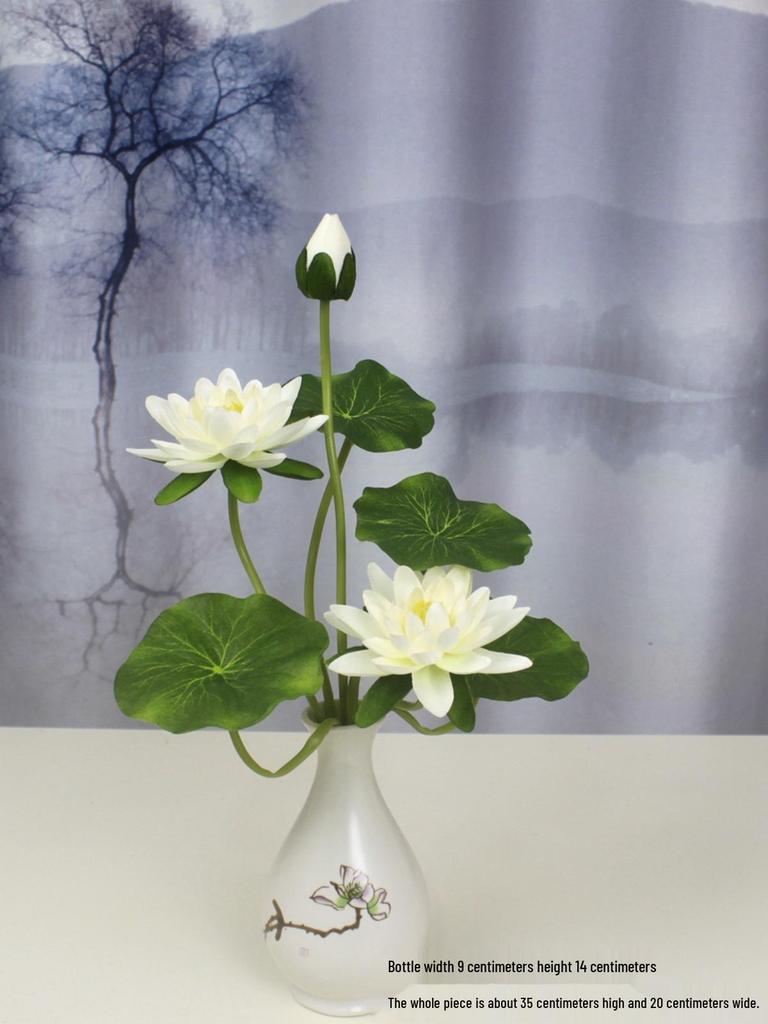 Artificial Lotus Flowers for Buddha Altar, Decorative Silk Bonsai, and Small Guanyin Ornaments