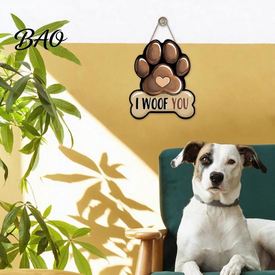 Rustic Farmhouse Welcome Board Wooden Sign for Front Door, Decorative Dog Paw Wall Hanging Plaque with Pet Lover Gift Idea Hemp Rope Lovers,