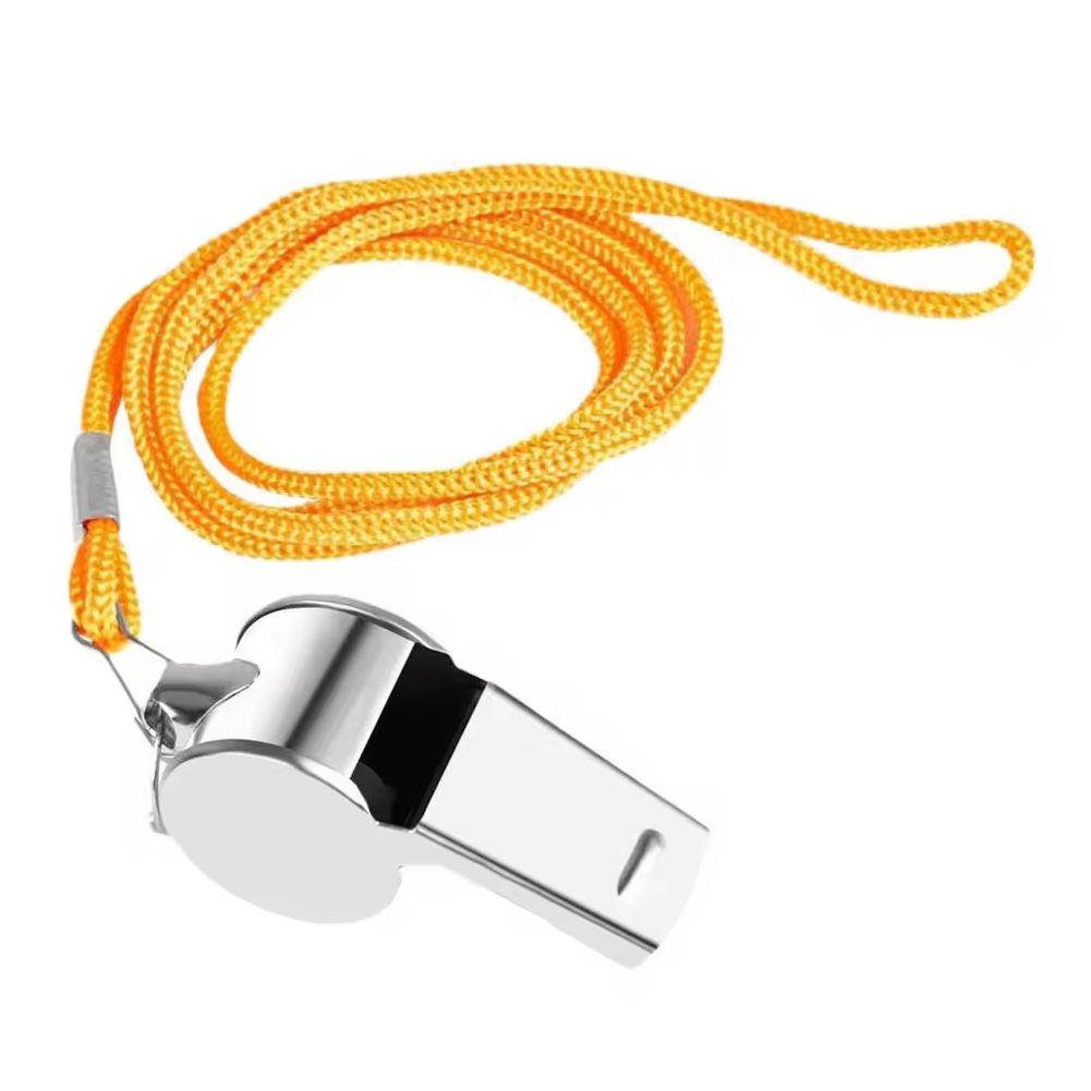 Metal Whistle with Rope Professional Soccer Referee Extra Loud Whistle for Football Basketball Sports Training Outdoor Survival