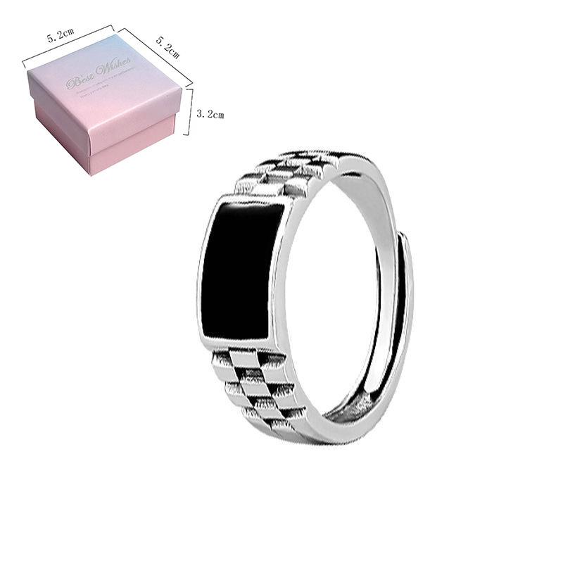 

Мужское ретро клетчатое черное эпоксидное открытое кольцо - Модный крутой стиль Adjustable