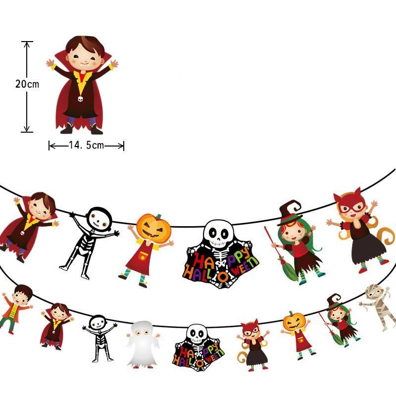 Pendant Flag Halloween Pumpkin Paper Art Party Scenes Layout Pennants Decoration