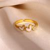 Gold Color Flower Rings For Women Aesthetic Geometry Stainless Steel Star Anillos Party Wedding Jewelry Elegant Gift Christmas
