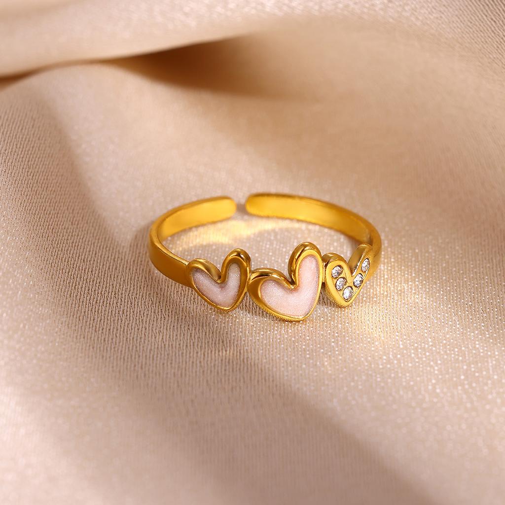 Gold Color Flower Rings For Women Aesthetic Geometry Stainless Steel Star Anillos Party Wedding Jewelry Elegant Gift Christmas