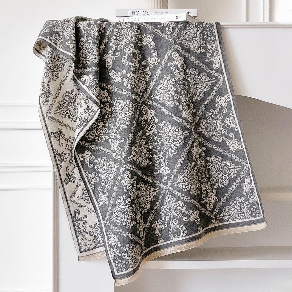 

Зимний Теплый Шарф с Чувством Возраста, Молодящий, Литературный Ретро Двусторонний Платок-Накидка, Универсальный Шарф Женский 185*65cm