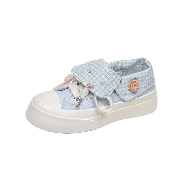 

Модные Новые 2025 Женские Холщовые Туфли на Толстой Подошве Повседневная Двусторонняя Носка Весенне-Осенняя Мода Плоский Каблук Взрослая Полиуретановая Обувь 36 светло-синий