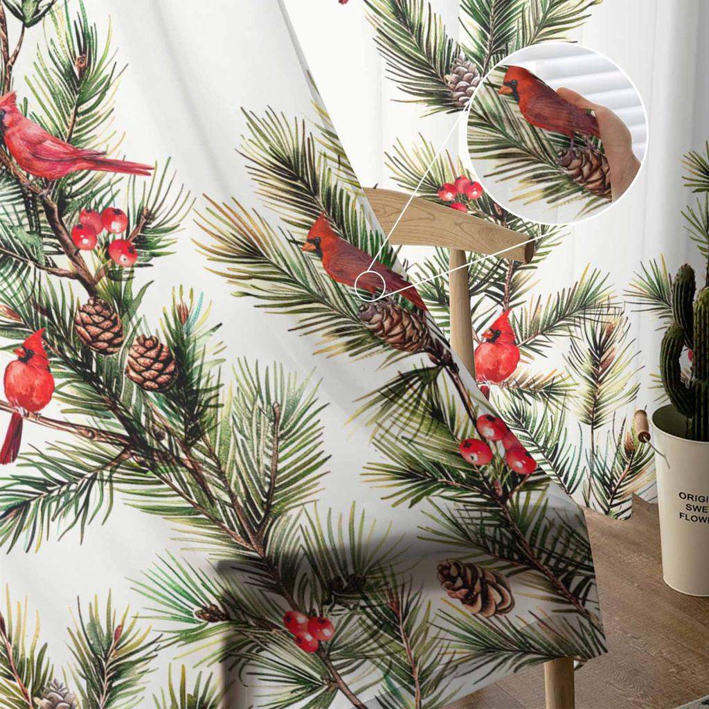 Christmas Pine Needle Jam Curtains For Living Room Bedroom Home Decoration Window Voile Tulle Curtain Drapes