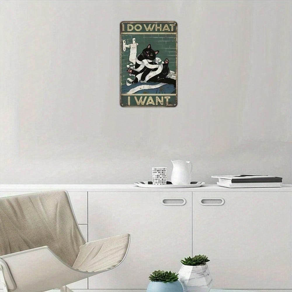 Vintage Schwarze Katze Blechschild Wandkunst Dekoration 20x30 cm Retro Metallschild für Haus Bar Café Garage