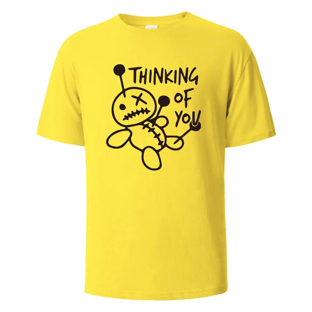 

Мужская футболка с принтом Thinking Of You уличная одежда 100% хлопок топы для мужчин женщин летняя дышащая с коротким рукавом с круглым вырезом базовая XXXXXL жёлтый