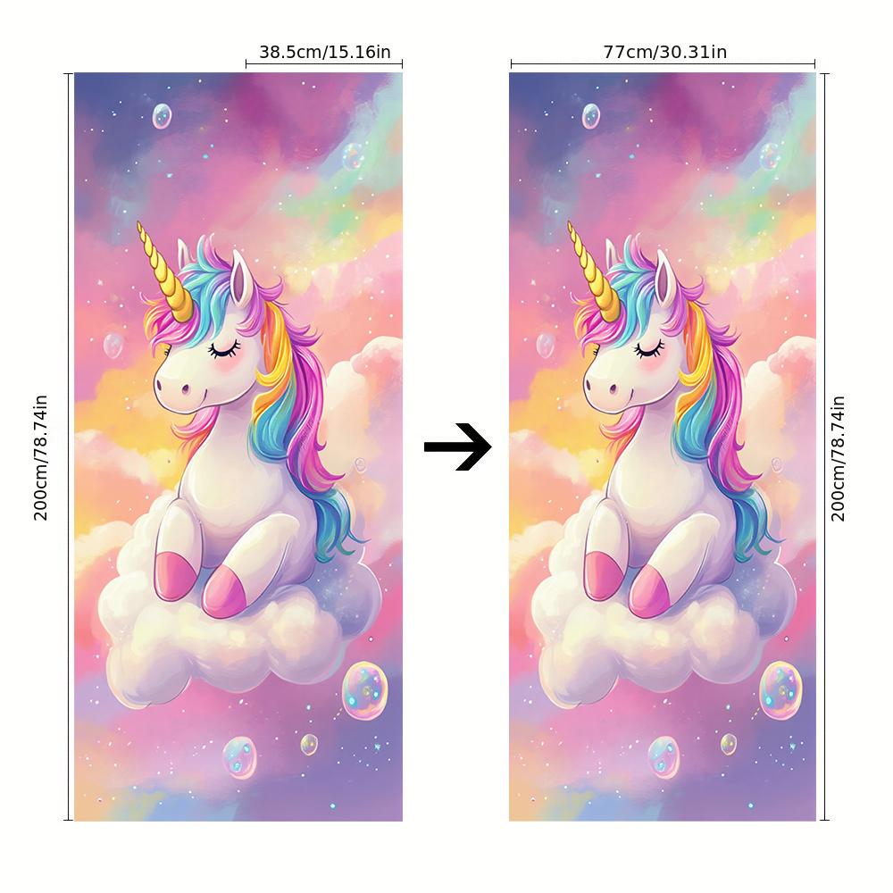 1pcs Rainbow Unicorn Cartoon Door Stickers, Children's Room Bedroom Decoration Stickers, Cute Animal Wall Stickers, Self Adhesiv