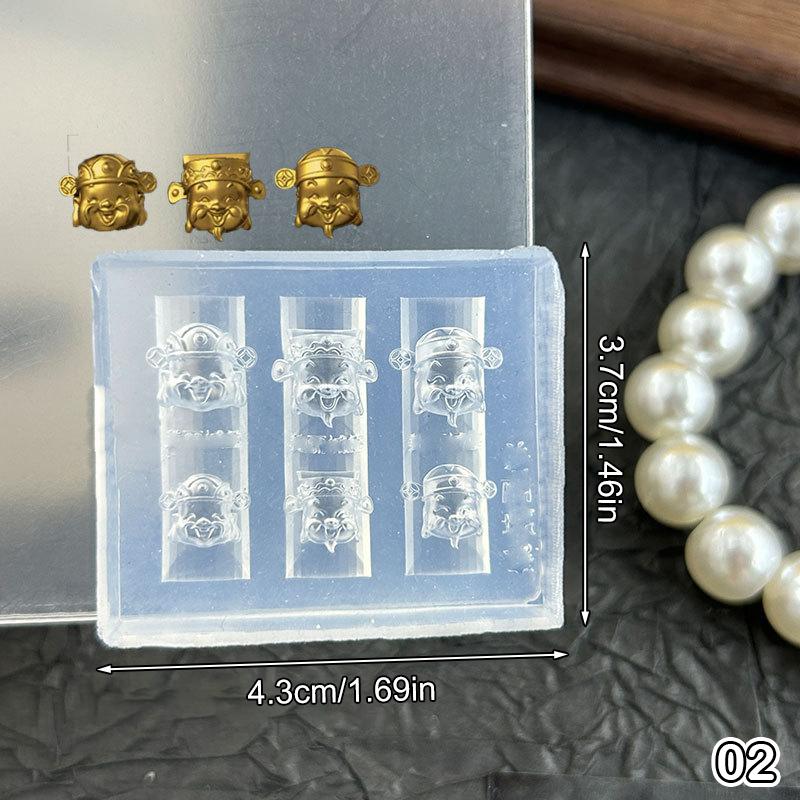 3D Silicone Nail Art Mold Template Lotus Lantern Goldfish Plate Buckle Carving Stencil Tool Diy Design Manicure Charm Decor