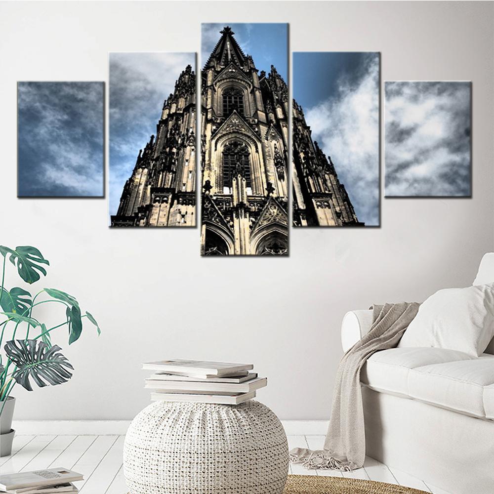 

5 Pieces Wall Art Cavnas Landscaper Poster Germany Cologne Cathedral Wallpaper Painting Living Room Home Decor Picture Print 20X35 20X45 20X55CM