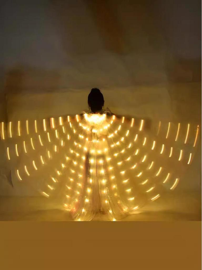 LED Leuchtendes Kinder Bauchtanzkostüm mit bunten leuchtenden Flügeln