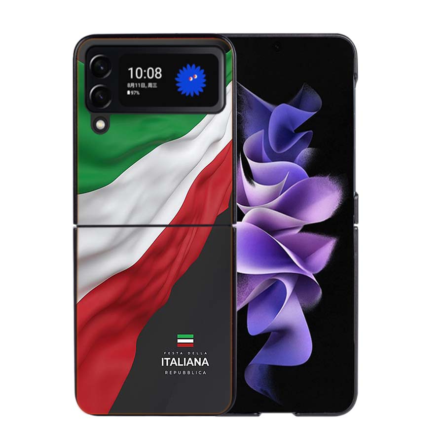 Italy Flag Coque Case For Samsung Galaxy Z Flip 7 6 Flip4 Flip5 Zflip3 Black Hard PC Phone Shell Protective Cover