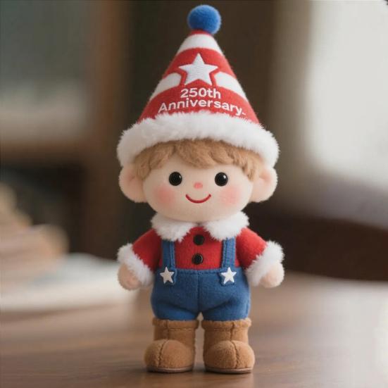 USA 250th Anniversary Cartoon Boy Plush Toy Patriotic 250 Years of The United States Stuffed Elf Doll Decoration Holiday Party Plushie Ornament