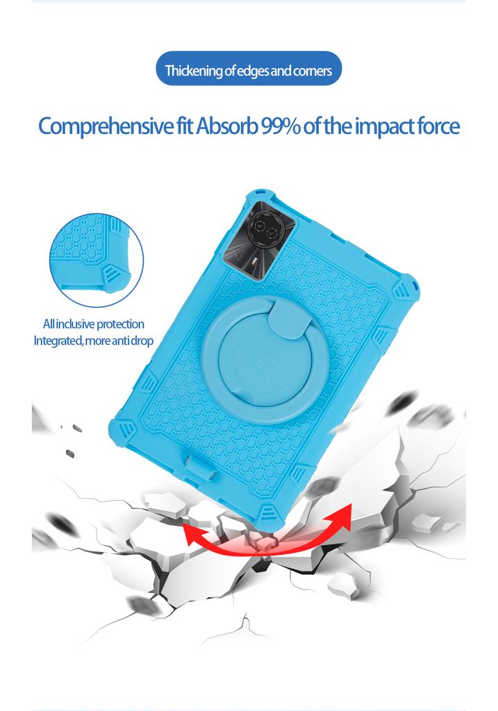 Kids Funda Case For Blackview Tab 90 WiFi 2024 10.92 Inch 360 Rotating Stand Cover Soft Silicone With Handle Grip Shoulder Strap