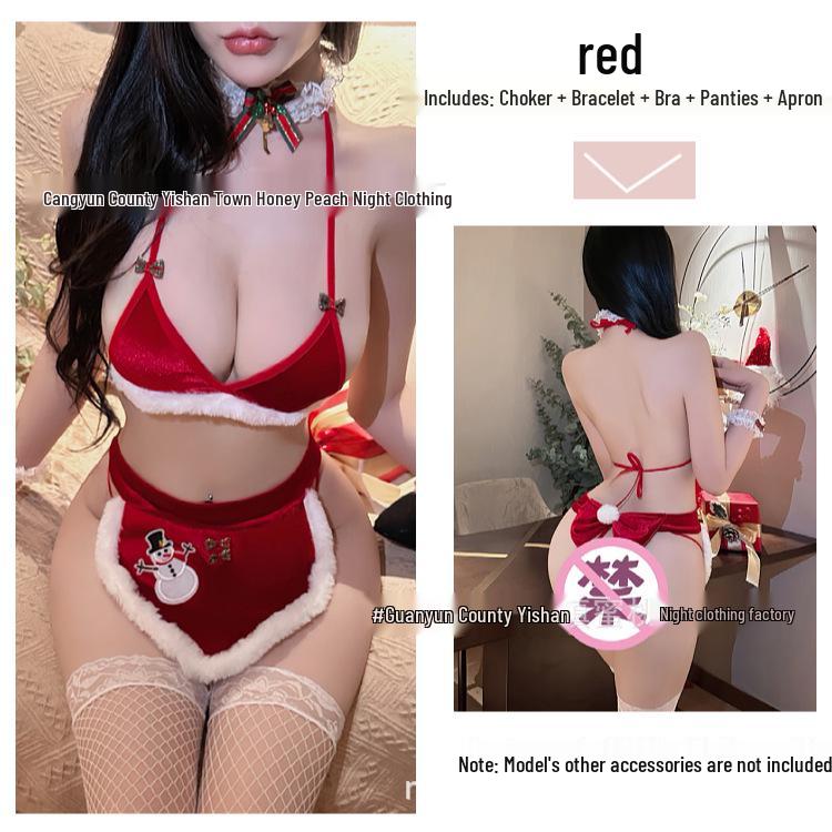Festive Snowman Reindeer Role Play Lace-Up Bikini & Pajamas Set