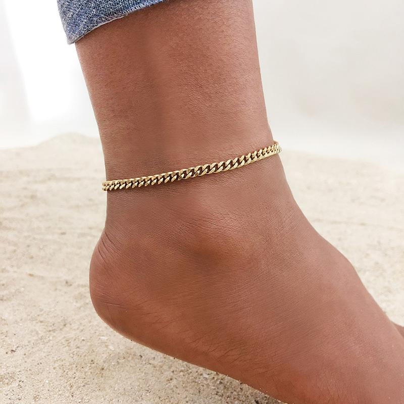 Gold Color Anklets for Woman, Stainless Steel Chain Bracelet On The Leg, Summer Holidays Beach Foot Gift Jewelri Young Girls