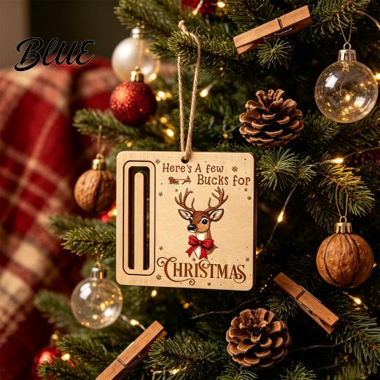 Christmas Tree Wood Cash Gift Money Holder Santa Reindeer Decorations Rustic Ornament Wooden Card Creative