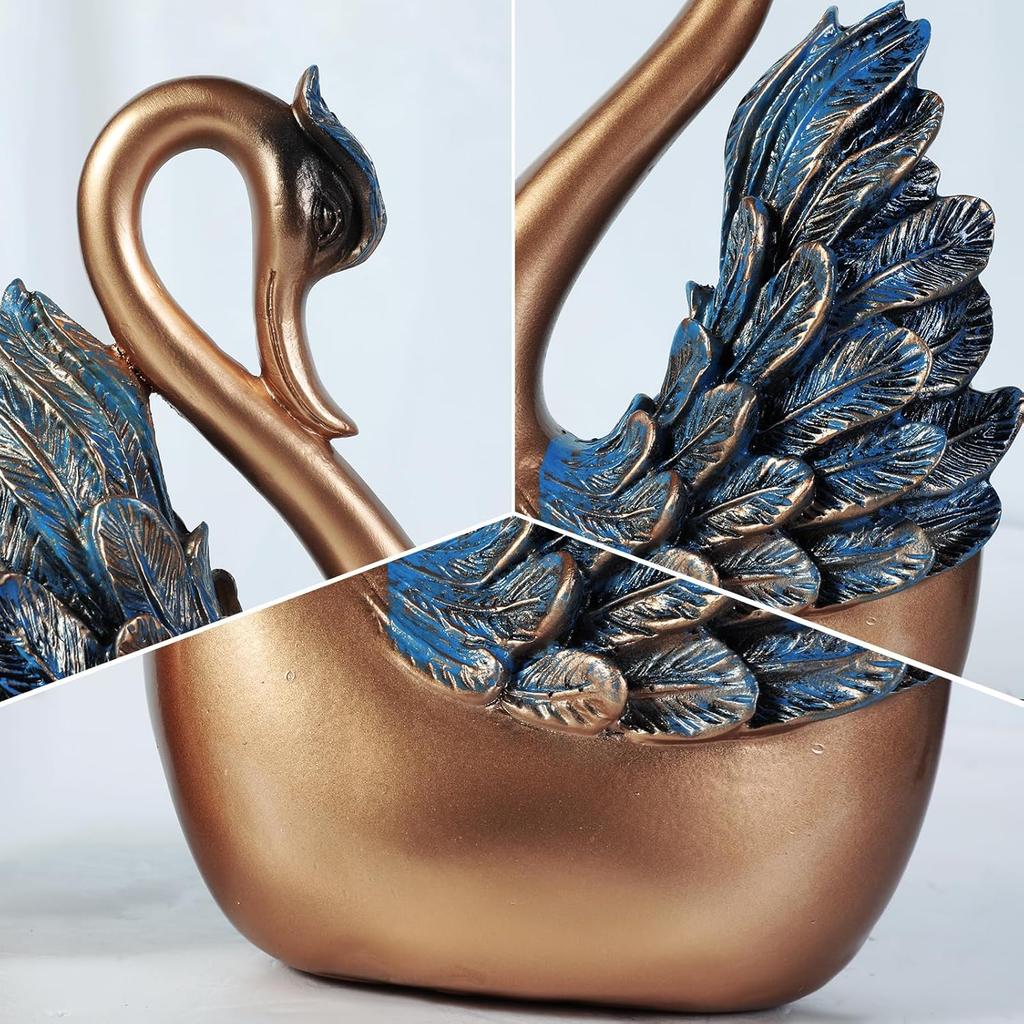 2 Stück Schwanenfiguren Paar-Heimdekorationen für Wohnzimmer-Dekor und Zubehör, Skulpturen Heimdekoration für Couchtisch, Dekor-Akzente für Bücherregal