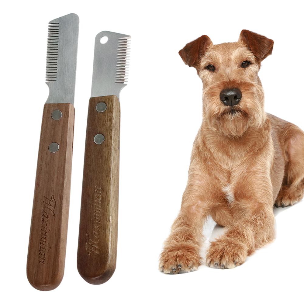 Professional Grooming Dog Comb Stainless Steel Wooden Handle Stripping Knife Pet Hair Remover Pluck Excess Undercoat accessories