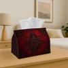 1pc Gothic Damask Pattern Tissue Box Holder - Deep Red Design, Party Tissue Box, Multifunctional for Kitchen And Dining, Durable Fabric Napkin Organiz