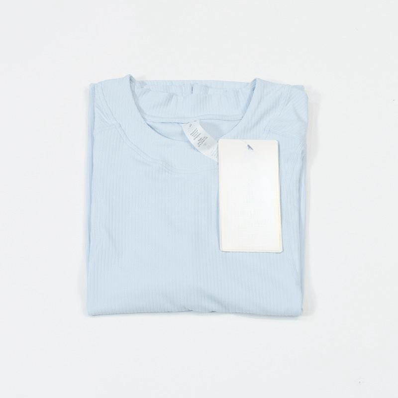Women's Ribbed Nylon Yoga T-Shirt - Loose, Comfortable, and Casual for Fitness and Outdoor Activities