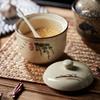1 buc borcan de condimente ceramice cu capac și lingură, borcane de condimente de bucătărie pentru sare/zahăr/piper/ceai, cutie de depozitare a condimentelor în stil japonez