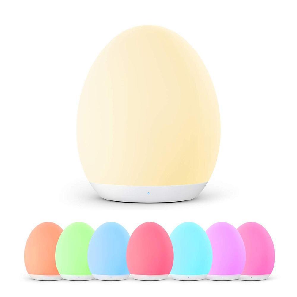 LED Egg Shape Pat Lamp Colorful Children Sleep Companying Silicone Night Light Rechargeable RGB Touch Lamp for Bedroom