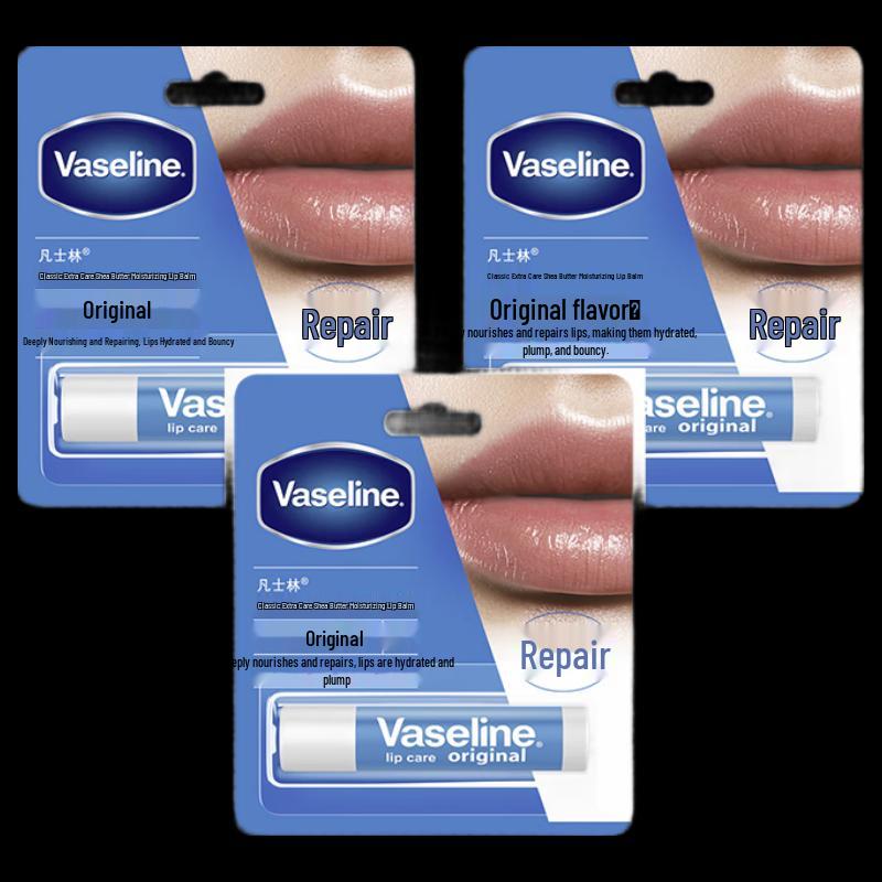 Vaseline Shea Butter Deep Nourishing Lip Balm 3-Pack (Original Fruity)