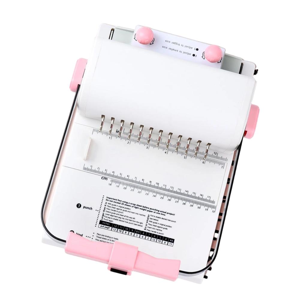 Book Binding Machine with Slide Ruler 2:1 Spiral Coil Wire 20 Sheet Circular Punch Capacity for DIY Notebooks Albums