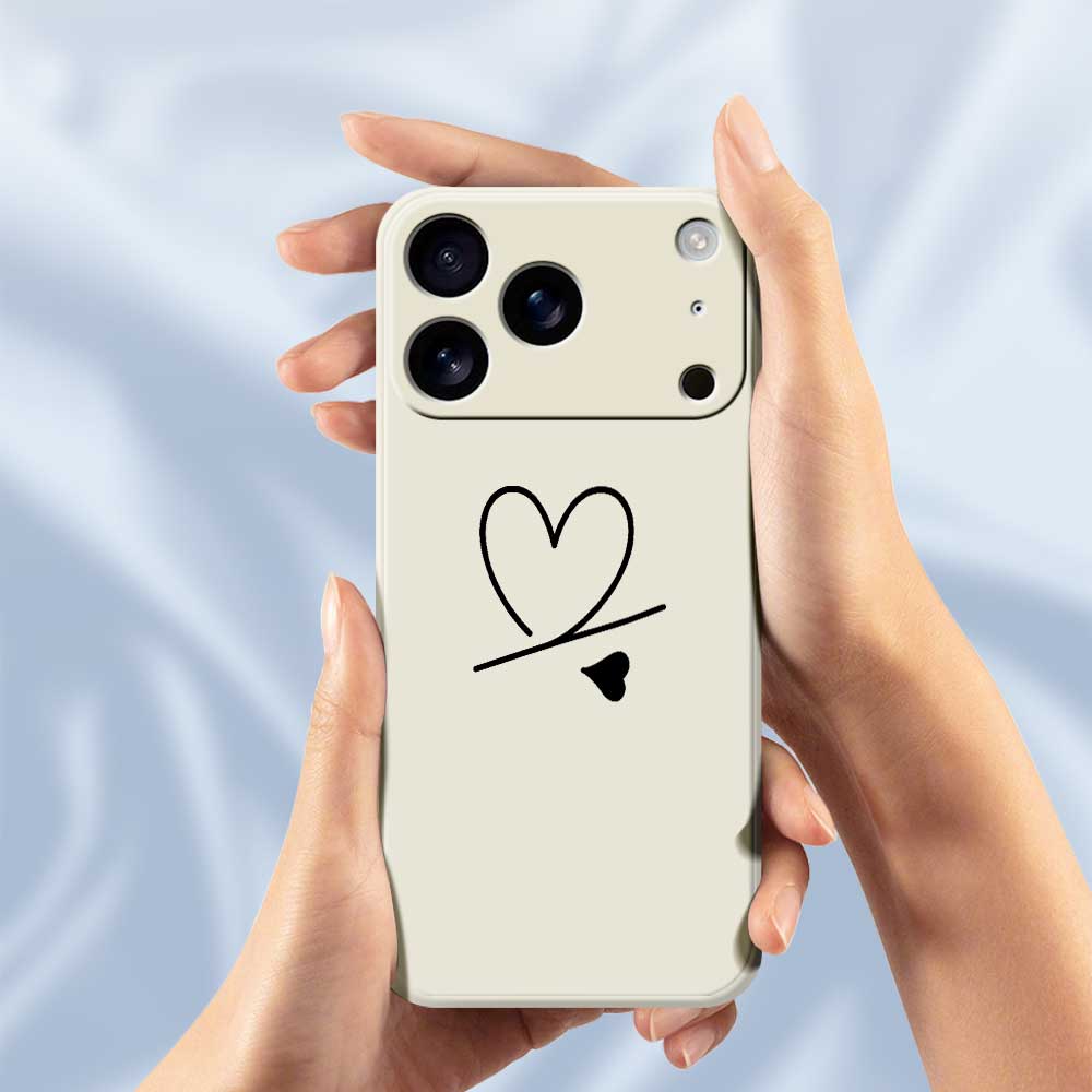 For iPhone 17 Pro Case Black Love Pattern Printing Straight Edge TPU Phone Back Cover
