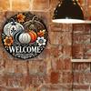 Pumpkin Wreath Aluminum Sign. Black & white striped decor for Halloween & Christmas.