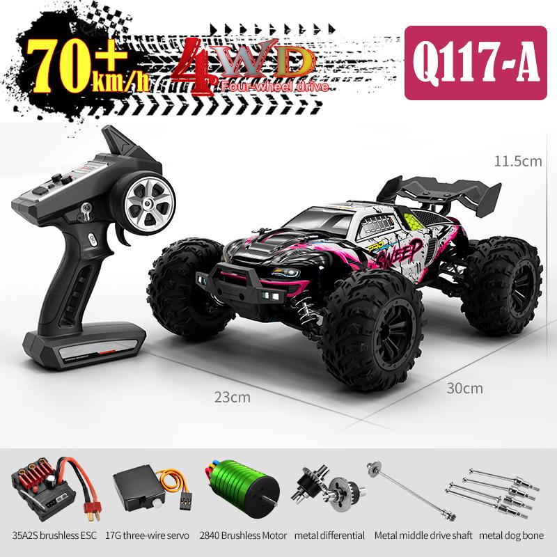 JJRC 1:16 4WD RC Car 70KM/H With Led Lights 2.4G Inductor Remote Control Off-Road Cars High Speed Brushless Motor Children Toys